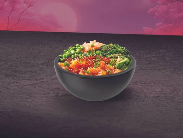 Photo d'un poke bowl au saumon avec edamame, avocat et wakame, Yushithaï Lyon 6