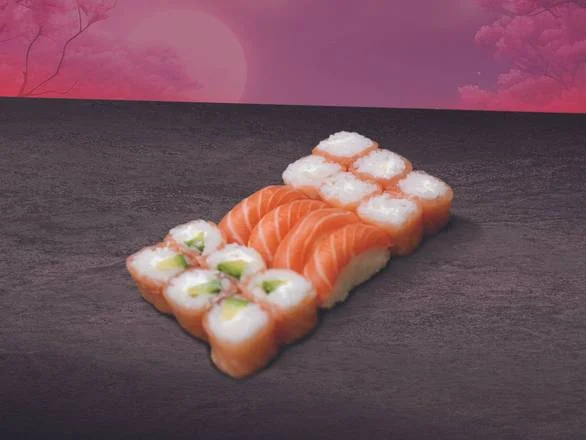 Photo du menu Total Pink, salmon rolls cheese et saumon avocat, restaurant japonais Lyon 6